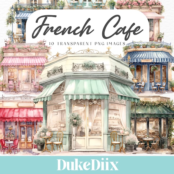 French Cafe Clip Art Transparent Background PNG File Digital Download For Commercial Use