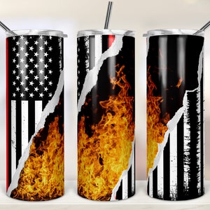 Firefighter American Flag 20oz Skinny Tumbler Sublimation Designs Tumbler for Straight/Tapered Tumbler PNG File Digital Download