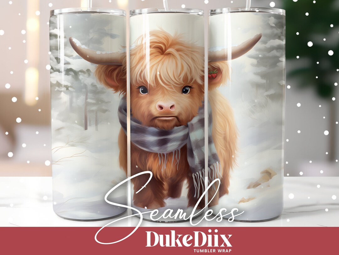 Christmas Baby Highland Cow Tumbler Wrap Seamless Sublimation - Etsy