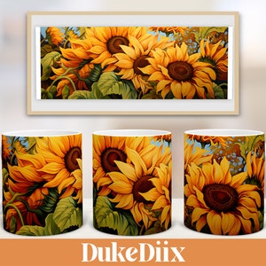 Sunflower Mug Wrap 11oz Mug Sublimation Designs PNG File Digital Download