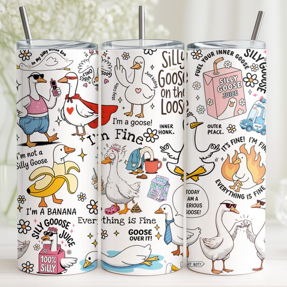 Funny Goose Tumbler Wrap PNG, 20oz Skinny Tumbler PNG, Seamless Sublimation Design, Digital Download