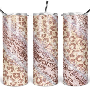 20oz Skinny Tumbler Sublimation Designs Leopard Marble Glitter for Straight/Tapered Tumbler PNG File Digital Download