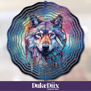 Wolf Dreamcatcher Galaxy Wind Spinner PNG File Sublimation Design Digital Download
