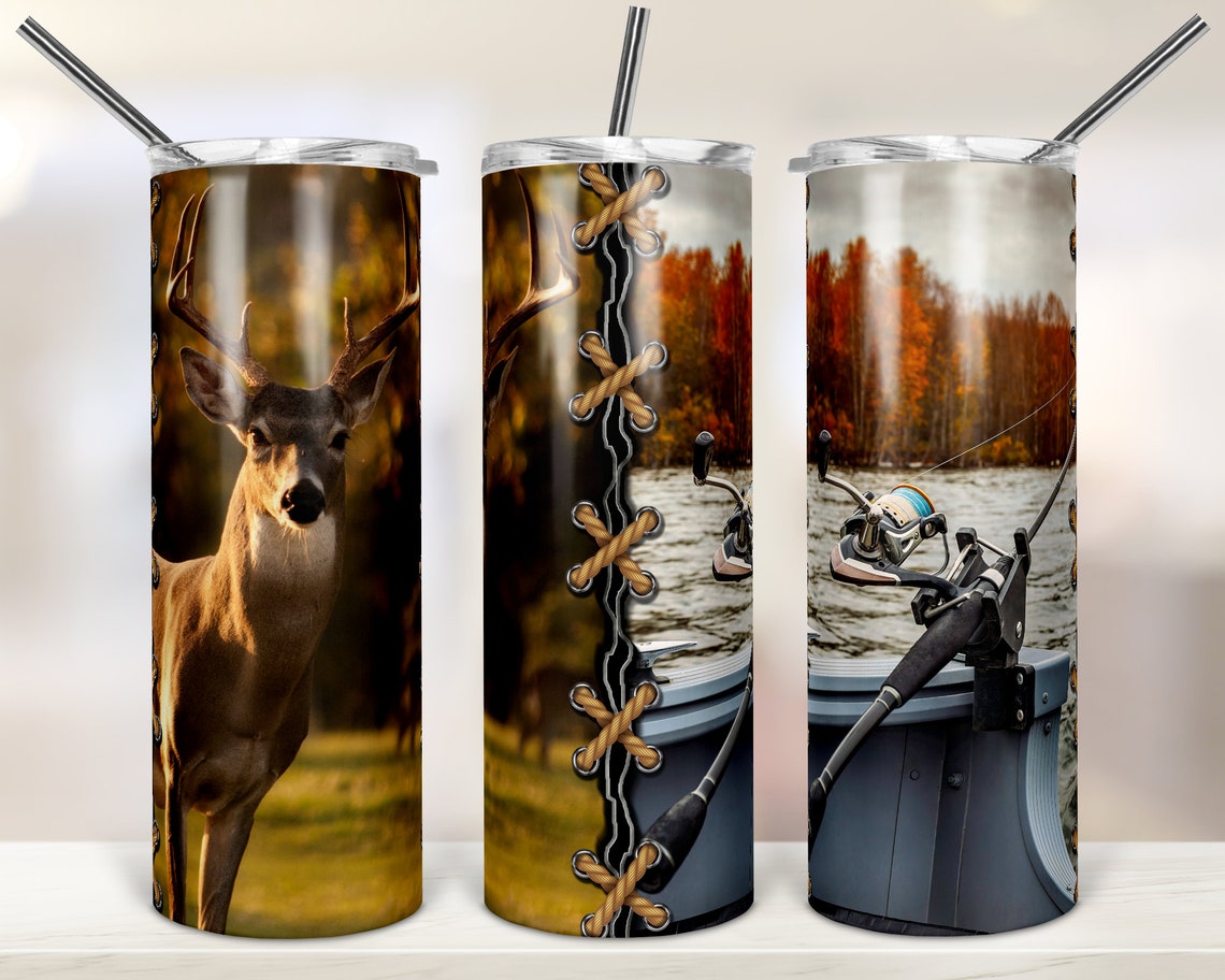 Fishing and Deer Hunting 20oz Skinny Tumbler Sublimation Etsy