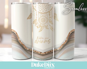20oz Skinny Tumbler Sublimation Designs Dreamcatcher Marble Tumbler for Straight/Tapered Tumbler PNG File Digital Download
