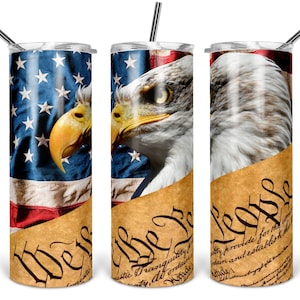 20oz Skinny Tumbler SublimationDesigns Patriotic American Eagle We The People Constitution Straight/Tapered Tumbler PNG File DigitalDownload