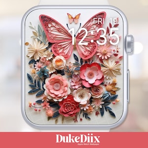 3D Butterfly Floral Apple Watch Wallpaper, Floral Watch Face, Smartwatch Background , Watch Screensaver, Aesthetic Apple Watch Face