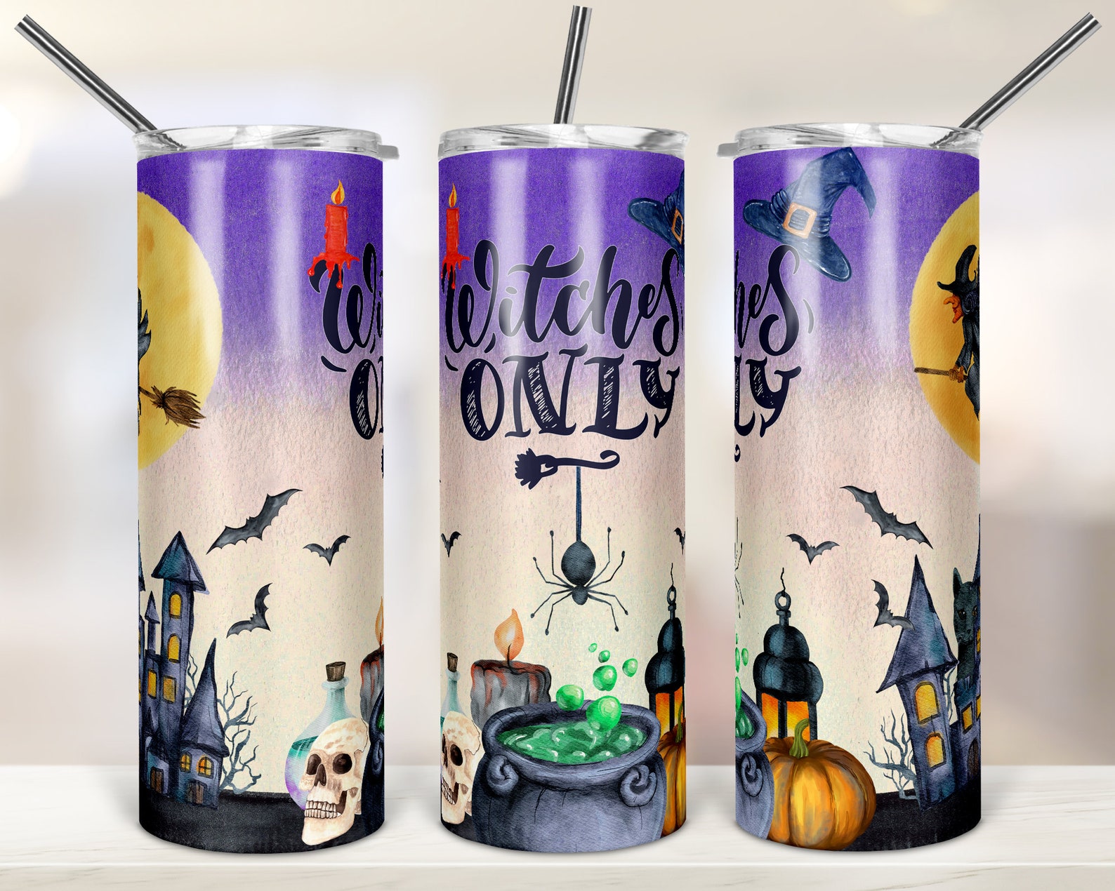 Halloween Witches Only 20oz Skinny Tumbler Sublimation Designs Etsy