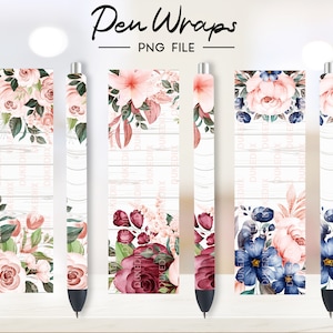 Floral Pen Wraps, Pen Sublimation, Pen Wraps Waterslide, Epoxy Pen Wraps, Ink Joy Wraps PNG File Digital Download