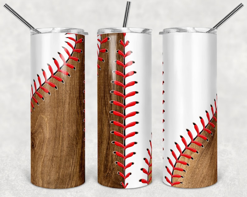 Seamless 20oz Skinny Tumbler Sublimation Designs Wood Baseball | Etsy