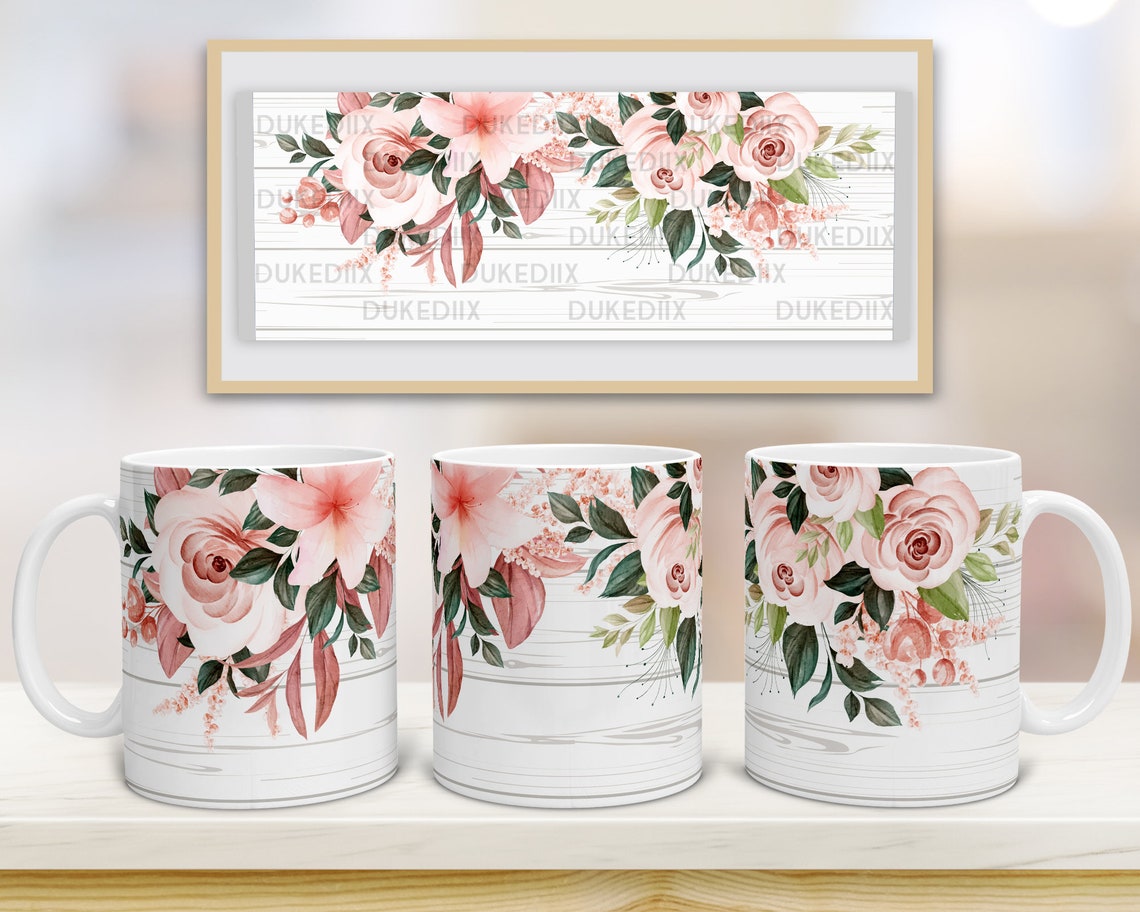 11oz Mug Sublimation Designs Flower Floral Mug PNG File Etsy
