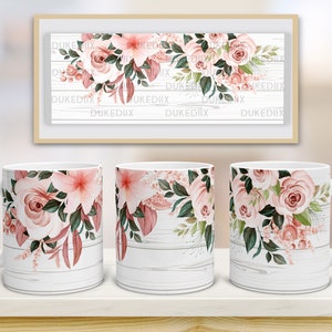 Mug Wrap 11oz Mug Sublimation Designs Flower Floral Mug PNG File Digital Download