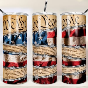 20oz Skinny Tumbler Sublimation Designs Patriotic American We The People Constitution for Straight/Tapered Tumbler PNG File Digital Download