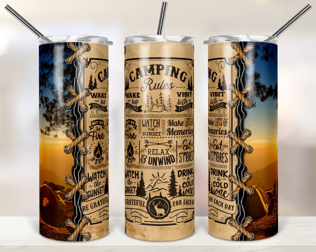 Camping Rules 20oz Skinny Tumbler Sublimation Designs Tumbler for ...