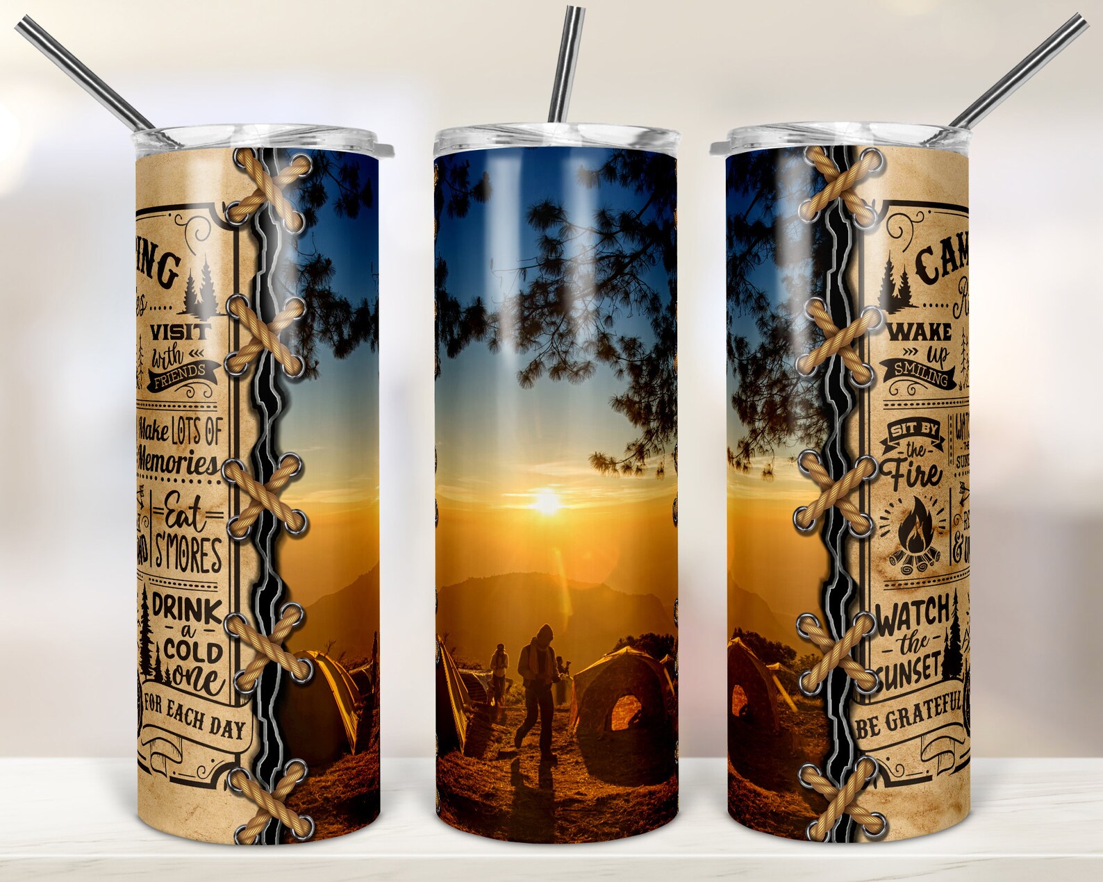 Camping Rules 20oz Skinny Tumbler Sublimation Designs Tumbler for ...