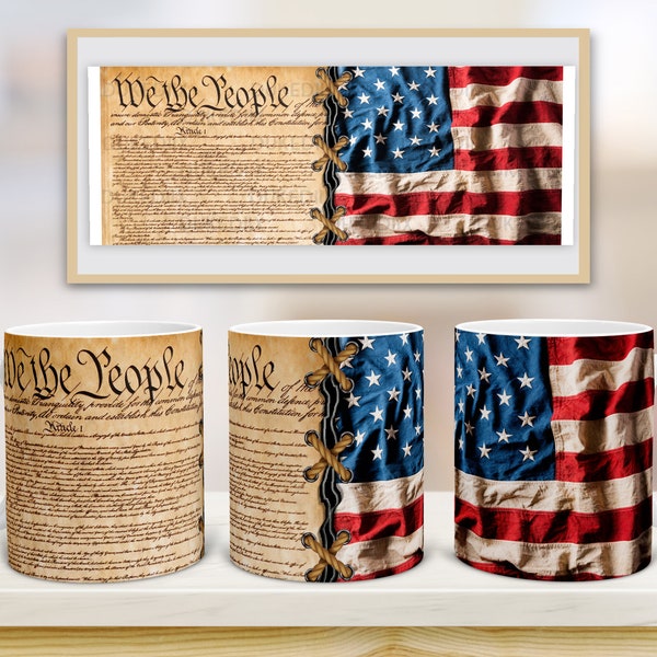 11oz and 15oz Mug Sublimation Designs American We The People Constitution Mug PNG File Digital Download