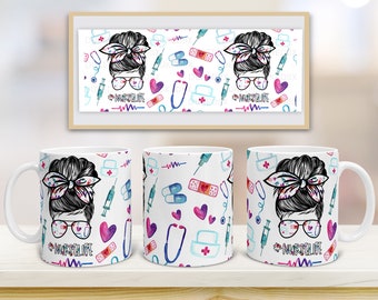 Nurse Life 11oz and 15oz Mug Sublimation Designs Mug PNG File Digital Download