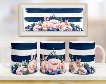 11oz and 15oz Mug Sublimation Designs Flower Floral Mug PNG File Digital Download