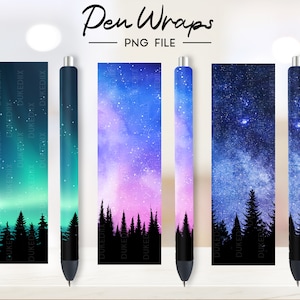 Galaxy Northern Lights Pen Wraps, Pen Sublimation, Pen Wraps Waterslide, Epoxy Pen Wraps, Ink Joy Wraps PNG File Digital Download