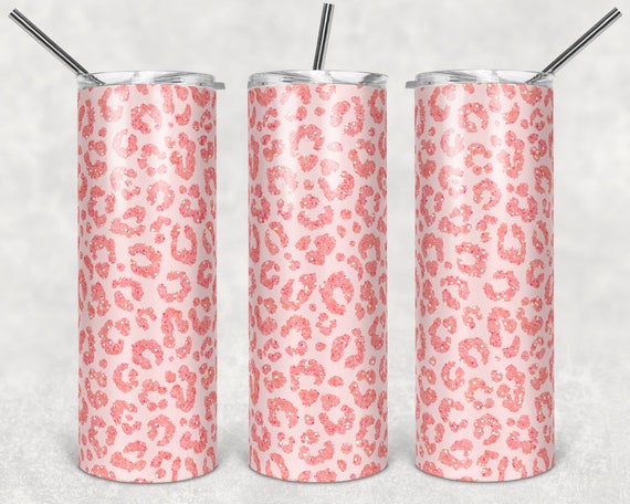 20oz Skinny Tumbler Sublimation Designs Pink Glitter Leopard | Etsy