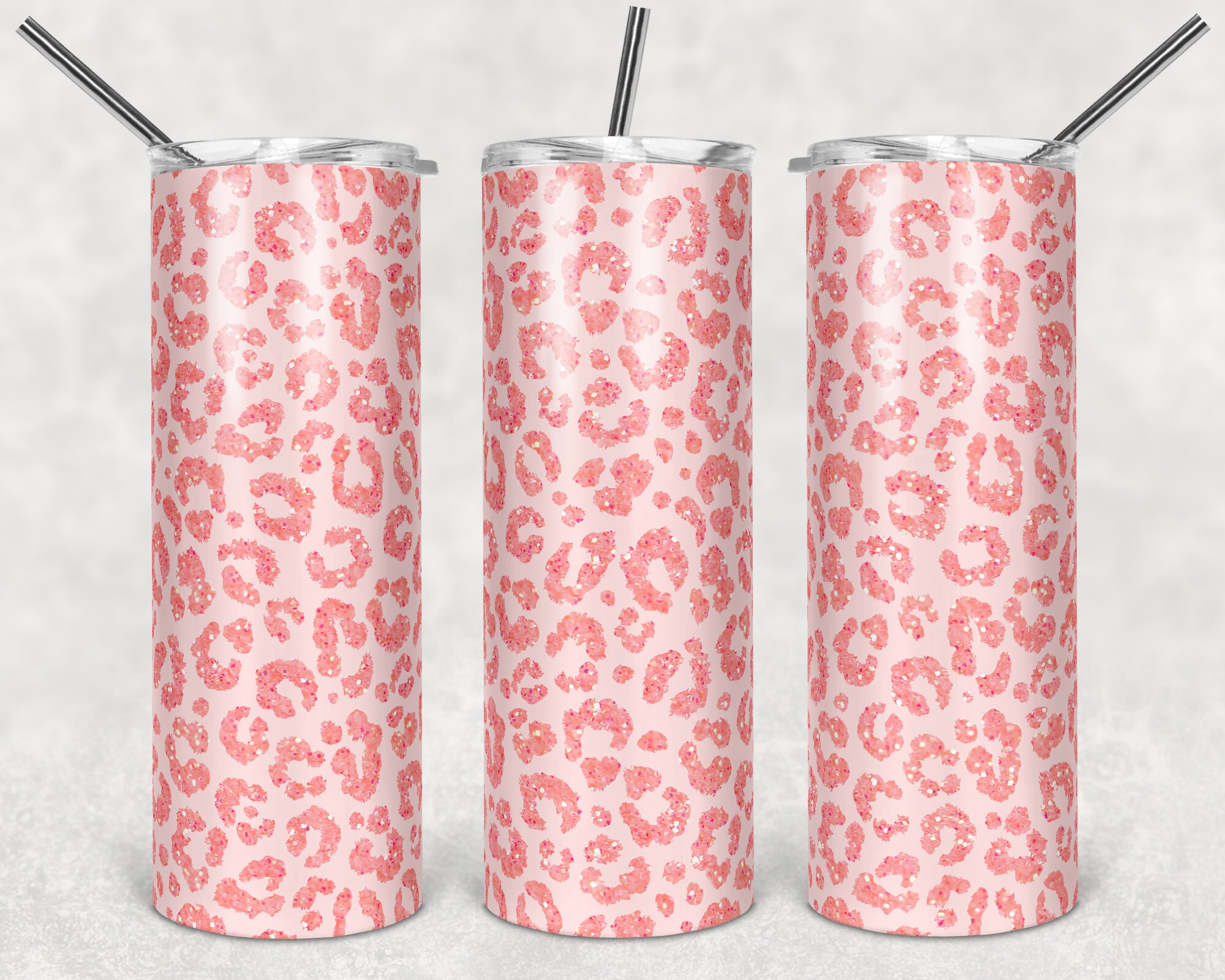 20oz Skinny Tumbler Sublimation Designs Pink Glitter Leopard - Etsy