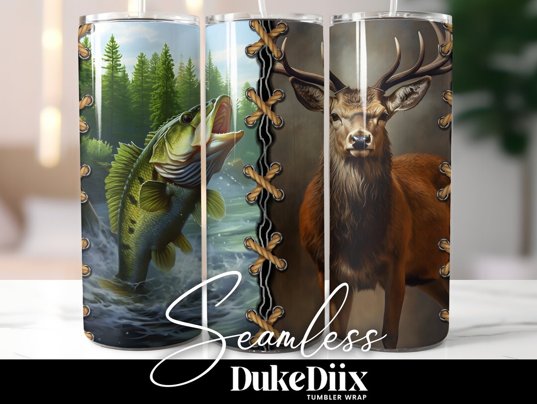 Fishing and Deer Hunting Tumbler Wrap Seamless 20oz Skinny Tumbler