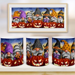 Halloween Gnome Mug Wrap 11oz Mug Sublimation Designs Mug PNG File Digital Download