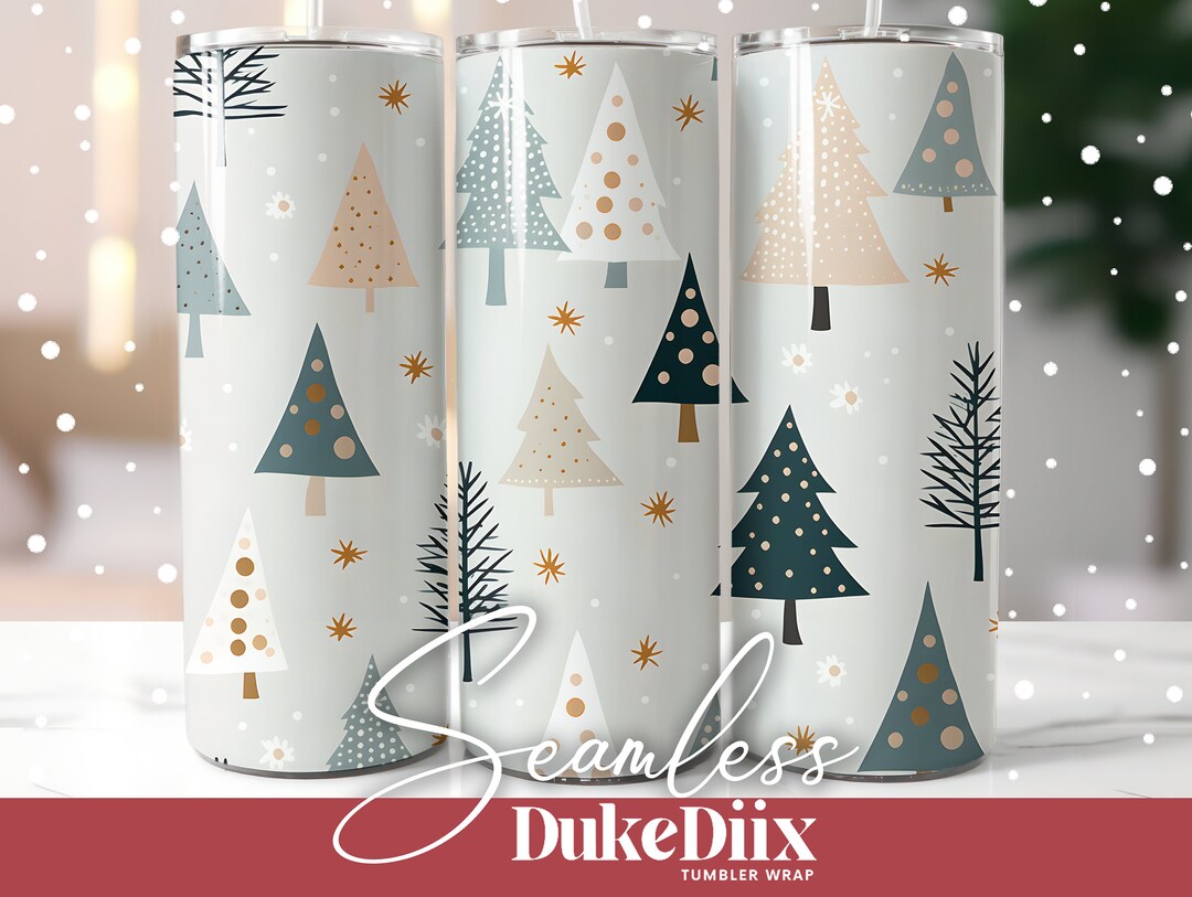Cute Christmas Trees Tumbler Wrap Seamless Sublimation Design 20oz ...
