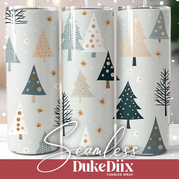 Cute Christmas Trees Tumbler Wrap Seamless Sublimation Design 20oz Skinny Tumbler for Straight/Tapered Tumbler PNG File Digital Download