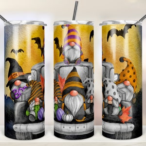 Halloween Gnome Truck 20oz Skinny Tumbler Sublimation Designs Tumbler for Straight/Tapered PNG File Digital Download