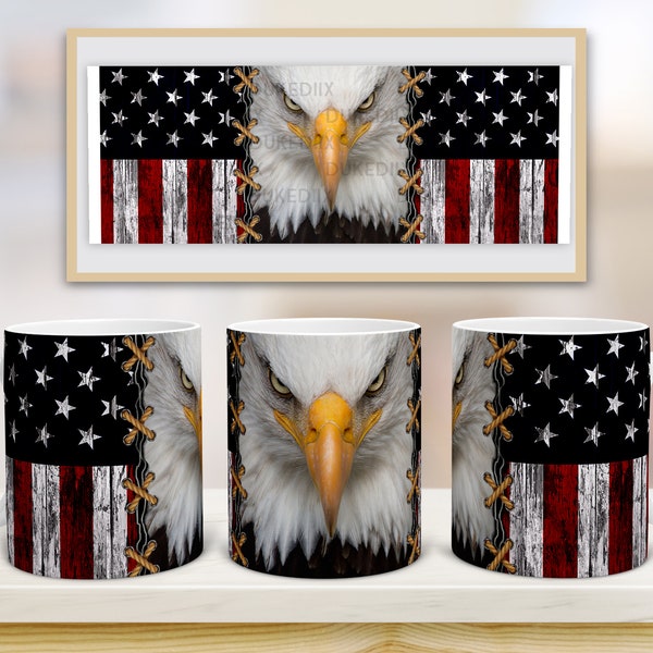 11oz and 15oz Mug Sublimation Designs American Eagle Mug PNG File Digital Download