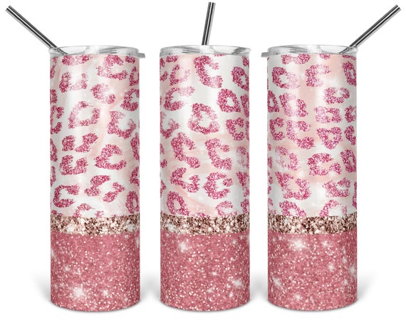 20oz Skinny Tumbler Sublimation Designs Pink Leopard Marble | Etsy