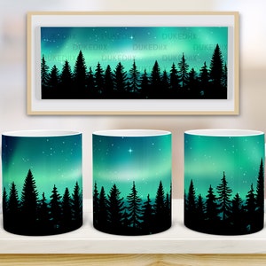 11oz and 15oz Mug Sublimation Designs Northern Lights Mug PNG File Digital Download