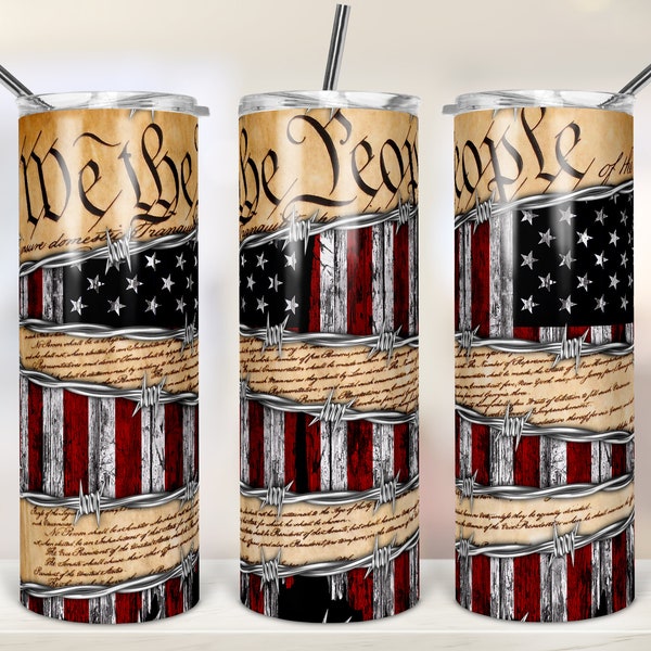 20oz Skinny Tumbler Sublimation Designs Patriotic American We The People Constitution for Straight/Tapered Tumbler PNG File Digital Download