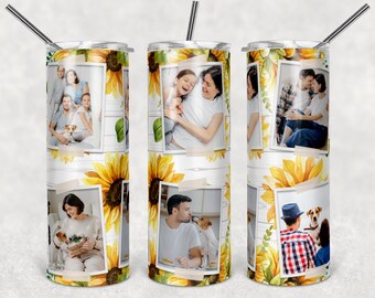 20oz Skinny Tumbler Sublimation Designs Sunflower Photo Tumbler for Straight/Tapered Tumbler PNG File Digital Download