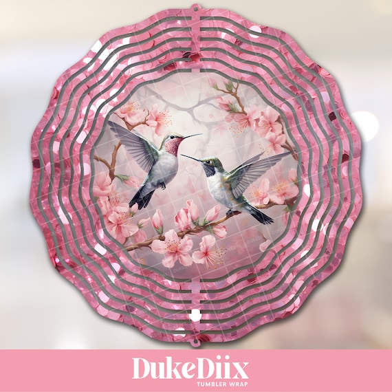 Hummingbirds Pink Glitter Wind Spinner PNG File Sublimation Design Digital Download