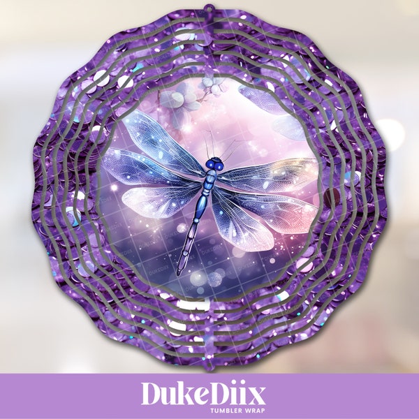 Sparkly Dragonflies Wind Spinner PNG File Sublimation Design Digital Download