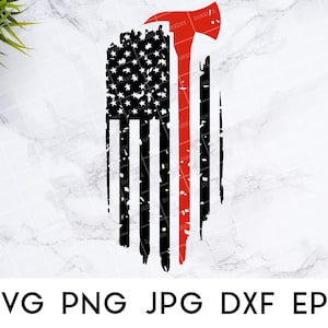 Distressed Firefighter Flag SVG, Firefighter Axe Svg, Fire Department Svg, American Firefighter Flag SVG files for Cricut