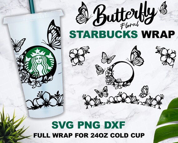 Download Clip Art Dxf Full Wrap For Starbucks Venti Cold Cup 24oz Png Butterfly Svg Butterfly Daisy Starbucks Svg Digital Download Svg File For Circut Art Collectibles