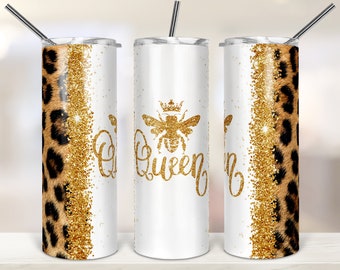 Queen Bee Leopard and Gold and ivory off white glitter