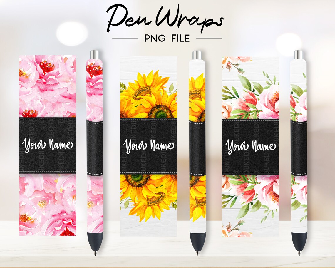 Add Your Own Text / Name Floral Pen Wraps Pen Sublimation Etsy