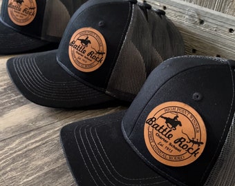 Ihr benutzerdefiniertes Logo Leder Patch Trucker Hut, Trucker Hut, Patch Hut, Patch Trucker Hut, Firmenlogo Hut, personalisierte Hüte für ihn