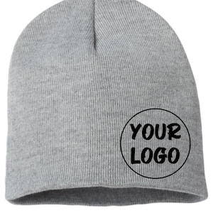 Custom Logo Embroidered Beanie | Personalized Business Hats | Knit Toboggan Cap | Custom Embroidery Winter Hat
