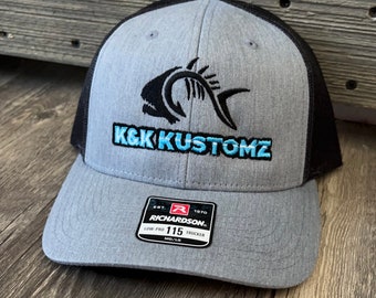 Custom logo low profile trucker hat, Embroidered trucker hat, Richardson 115, logo hat, embroidered baseball hat, bulk hat, gift for him,