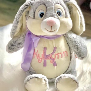 Bunny embroidered birth stat stuffy
