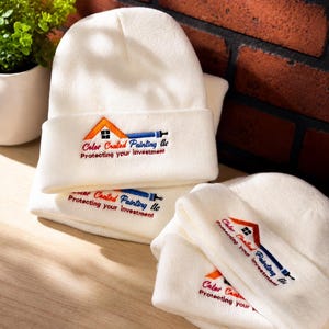 Custom Logo Embroidered Knit Beanie - Personalized Winter Hat, Personalized Christmas gift