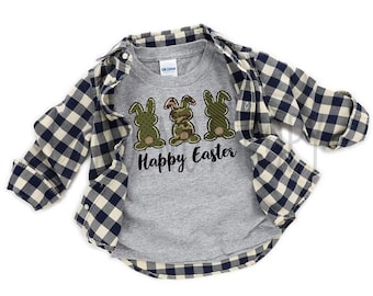 Camicia coniglietto pasquale Camo, camicia pasquale per ragazzi, Pasqua, maglietta grafica pasquale, camicia per bambini, camicia per bambini,