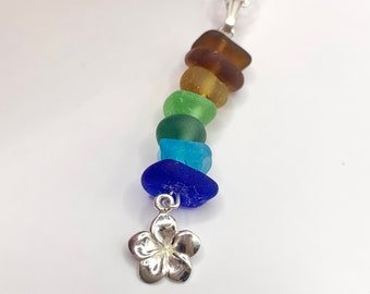 Regenbogen Farben Seaham Sea Glass Sterling Silber Anhänger