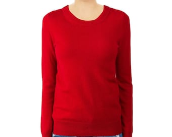 Cashmere Wool Blend Blend Sweater Red Unisex