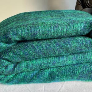 Green Blue Mix Yak Wool Meditation Blanket &#39;XL&#39; | Yogic Shawl | Travel Friendly Wrap | Big Sized Woolen Throw | Light-weighted | Soft | Warm